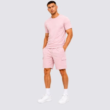 Men's Pink Summer 2-Piece T-Shirt & Cargo Shorts Set