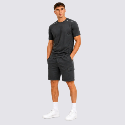 Men's Dark Gray Summer 2-Piece T-Shirt & Cargo Shorts Set
